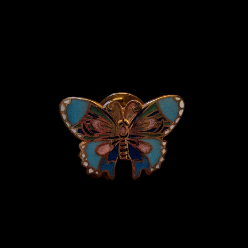 Cloisonne Style Butterfly Lapel Pin